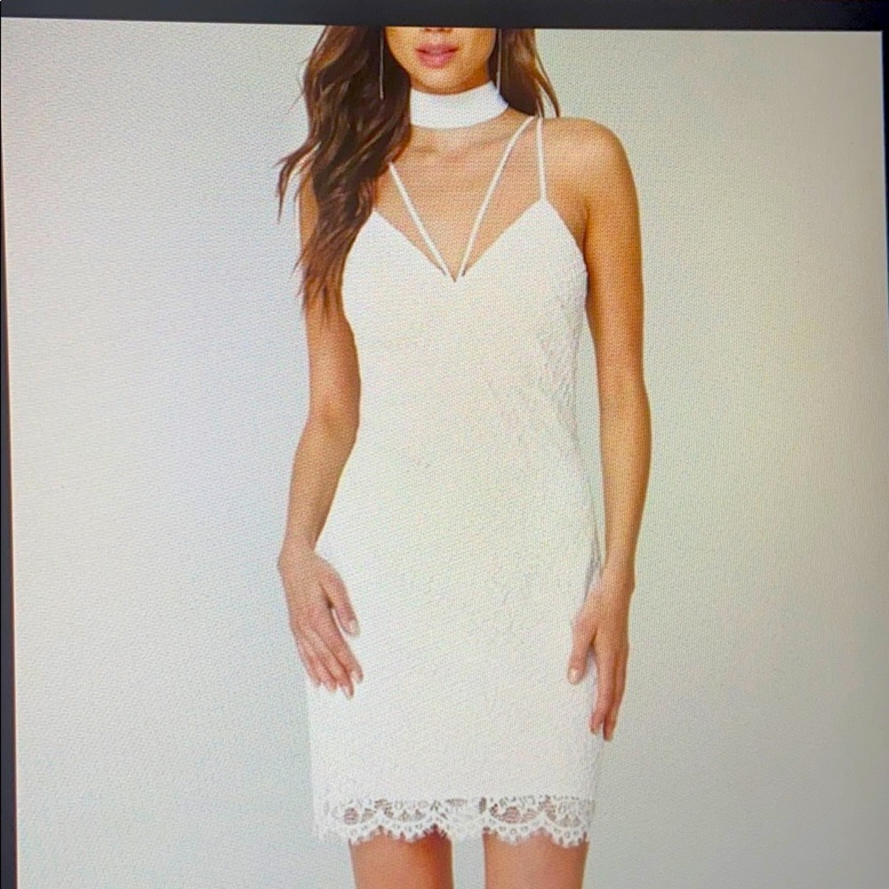 bebe Marina Choker Lace Slip Dress